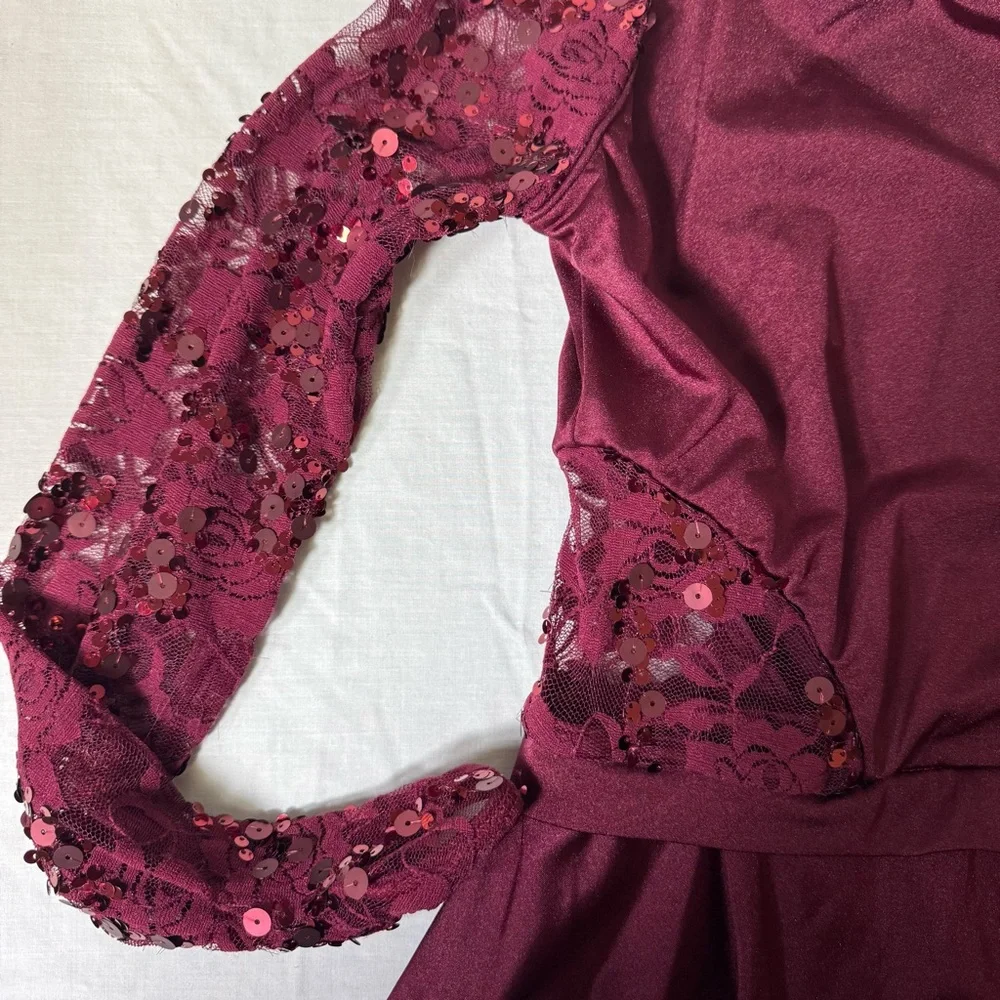 Weissman Burgundy Sequin Lace Dance Costume LC Competition Leotard‎ Dress